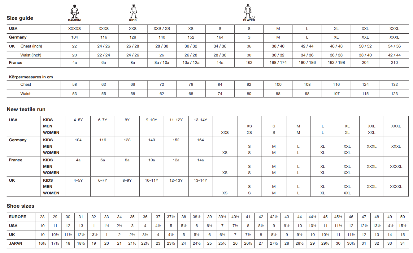 Uhlsport size deals chart
